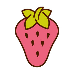 Fototapeta premium healthy food fresh fruit strawberry product line and fill style icon