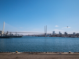 Golden Bridge over Golden Horn Bay in Vladivostok.