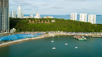 Aerial view of Pattaya , Thailand . - obrazy, fototapety, plakaty