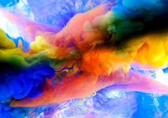 Fototapeta na wymiar Color paint drops in water 