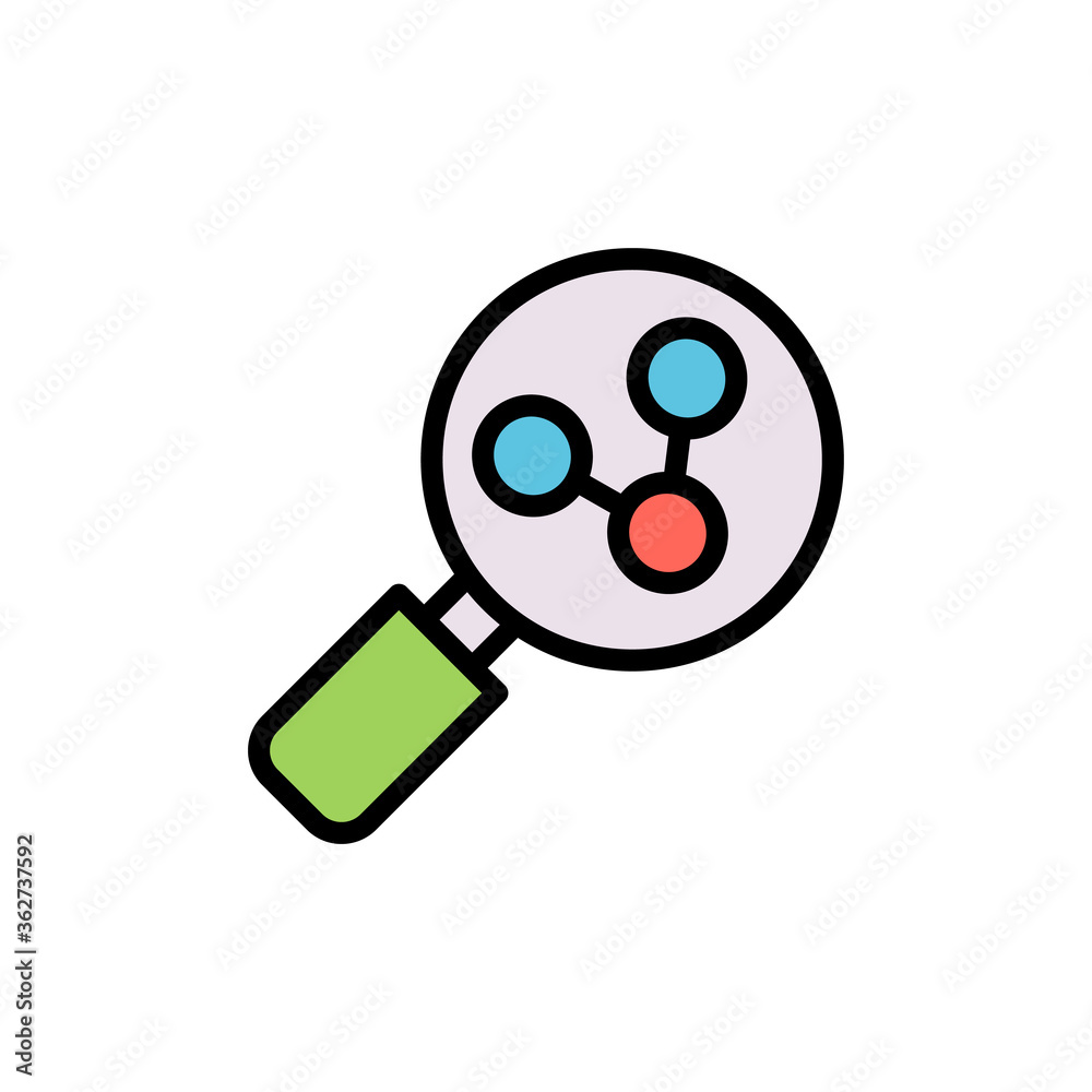 Poster magnifier, molecule icon. simple color with outline vector elements of stinks icons for ui and ux, w