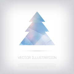 vector christmas tree greeting card, icon