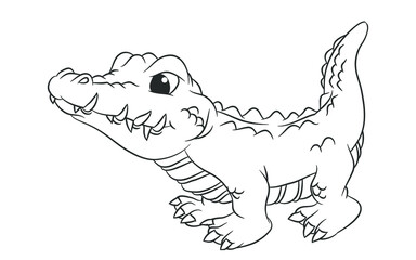 Obraz premium Coloring page, cute Crocodile cartoon, vector art and illustration 