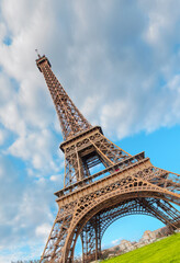 Fototapeta na wymiar Eiffel tower in Paris, France. The Eiffel tower is the most visited touristic attraction in France