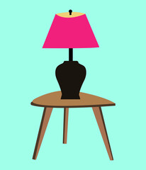 Colorful Stylist table and table lamp vector illustration 