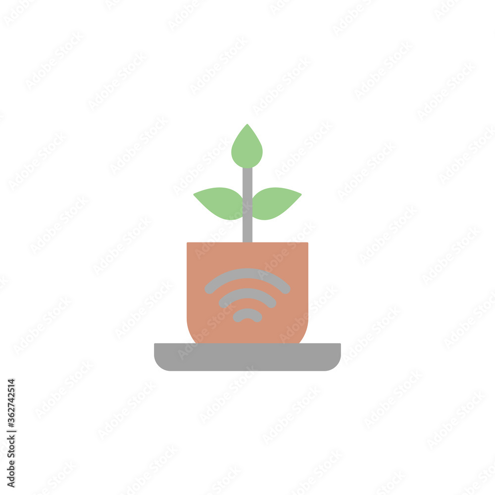 Poster smart pot, watering icon. simple color vector elements of automated farming icons for ui and ux, web