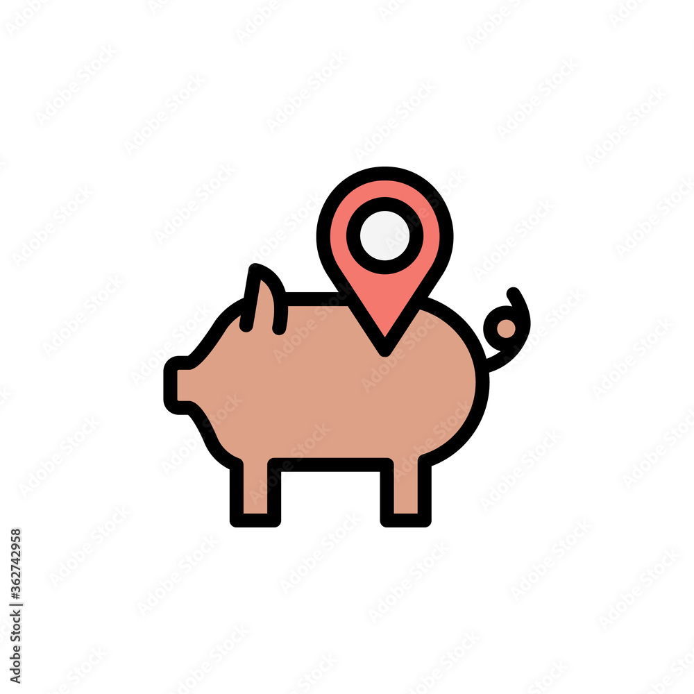 Poster pig, gps, placeholder icon. simple color with outline vector elements of automated farming icons for