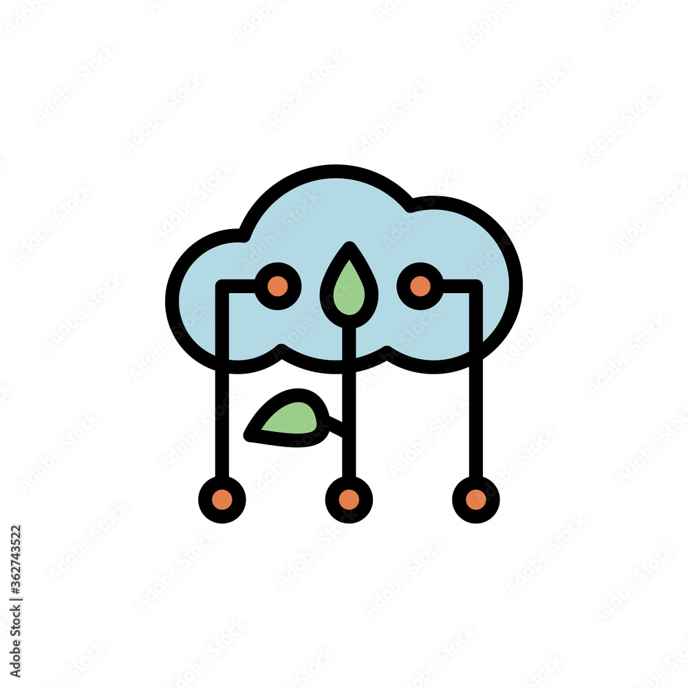 Poster cloud, database, farm icon. simple color with outline vector elements of automated farming icons for
