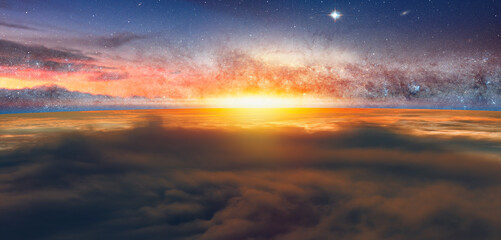 Fototapeta premium Planet Earth with a spectacular sunset 