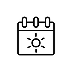 Calendar, sunny icon. Simple line, outline vector elements of vacation icons for ui and ux, website or mobile application