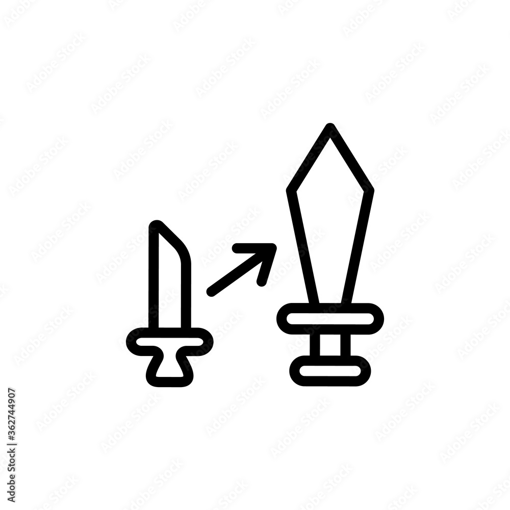 Poster upgrade, sword icon. simple line, outline vector elements of video game icons for ui and ux, website