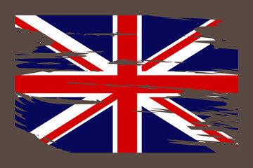 British flag. Vintage symbol of the union of Great Britain. Jack in the grunge style. National sign UK in retro design. Stock Photo.