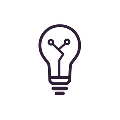 Idea intelligence creativity knowledge thin line icon. Silhouette icon of a light bulb in form of printed circuit board, flat style illustration.