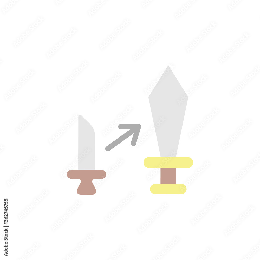 Poster upgrade, sword icon. simple color vector elements of video game icons for ui and ux, website or mobi