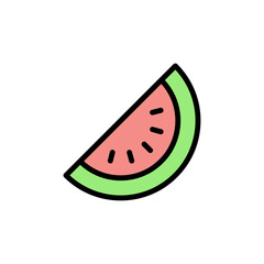 Watermelon, fruit icon. Simple color with outline vector elements of vacation icons for ui and ux, website or mobile application on white background