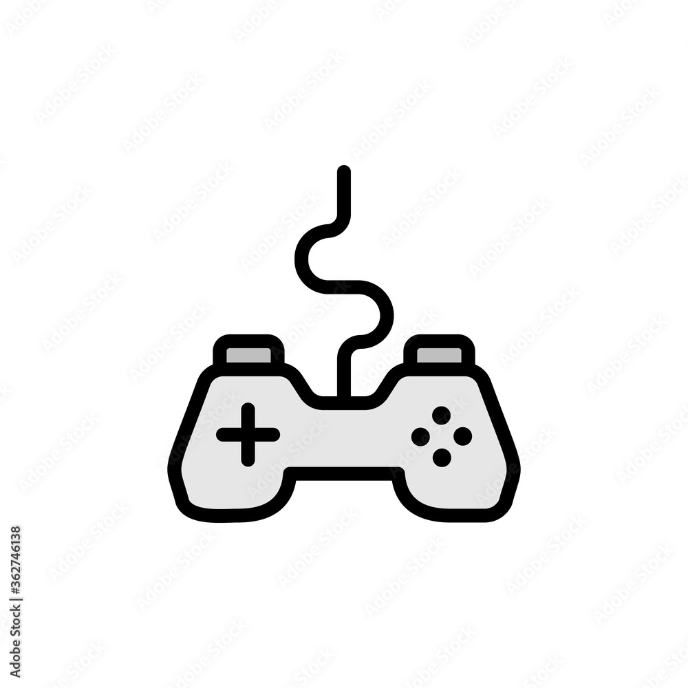 Poster joystick, game controller icon. simple color with outline vector elements of video game icons for ui
