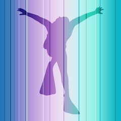 Silhouette of diver. Icon diver. The concept of sport diving.