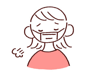 ため息をつくマスク姿の若い女性