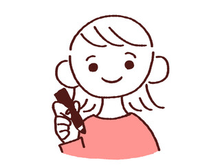 ペンを持ち勉強する若い女性