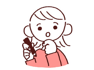 ペンを持ち考える若い女性