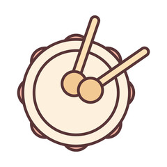toy little drum with sticks celebration instrument percussion line and fill icon