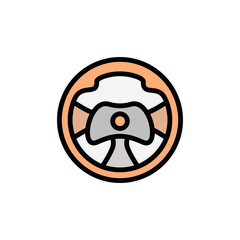 Steering wheel icon. Simple color with outline vector elements of video game icons for ui and ux, website or mobile application