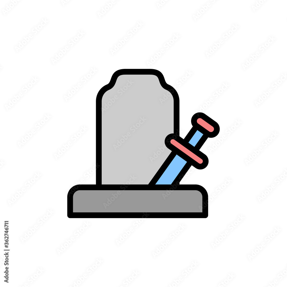 Poster game over, grave icon. simple color with outline vector elements of video game icons for ui and ux, 