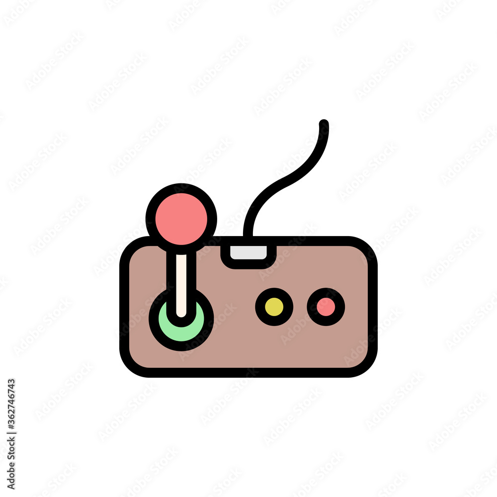 Poster joystick, game controller icon. simple color with outline vector elements of video game icons for ui