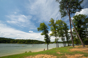 Mammoth Cave, KY  / United States - August 31 2019: Nolin Lake State Park campground view