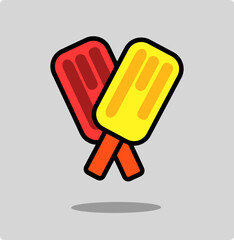 popsicles icon with pink and yellow color isolated in white
