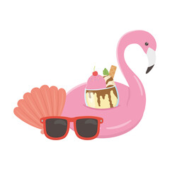 summer travel and vacation float flamingo ice cream sunglasses shell