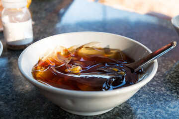 The jelly on the table
