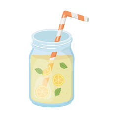 cold refreshment juice with sliced fruits and straw isolated design icon