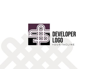 Isolated Abstract black and purple Developer Logo Template