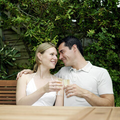 Couple proposing a toast