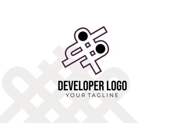Isolated Abstract black and purple Developer Logo Template