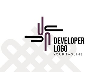 Isolated Abstract black and purple Developer Logo Template