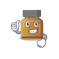 Bottle vitamin b cartoon character design showing OK finger
