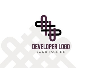 Isolated Abstract black and purple Developer Logo Template