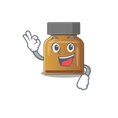 Bottle vitamin b mascot design style showing Okay gesture finger