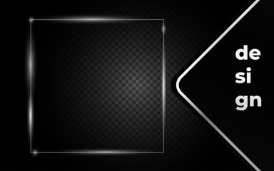 Creative silver glowing frame for banner, poster, and element design with transparent background