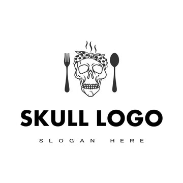 Illustration vector graphic of skull logo good for  restaurant logo