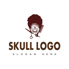 Illustration vector graphic of skull logo good for  barbershop logo or hair cut logo