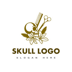 Illustration vector graphic of skull logo good for  barbershop logo or hair cut logo