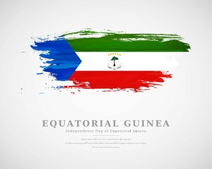 Happy independence day of Equatorial Guinea with artistic watercolor country flag background