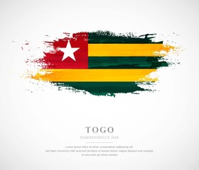 Abstract watercolor brush stroke flag for independence day of Togo