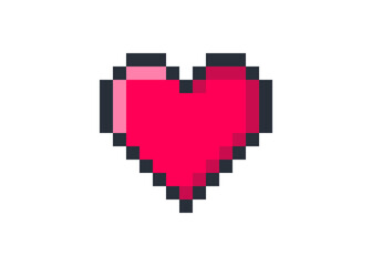 Obraz premium Pixel art heart. love and valentine. Pixel game life bar. Vector art 8 bit health heart bar. Gaming controller, symbol.