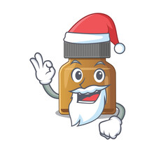 cartoon character of bottle vitamin b Santa having cute ok finger