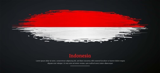 Happy independence day of Indonesia with watercolor grunge brush flag background