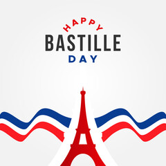 Fototapeta na wymiar Happy Bastille Day Vector Design Illustration For Celebrate Moment